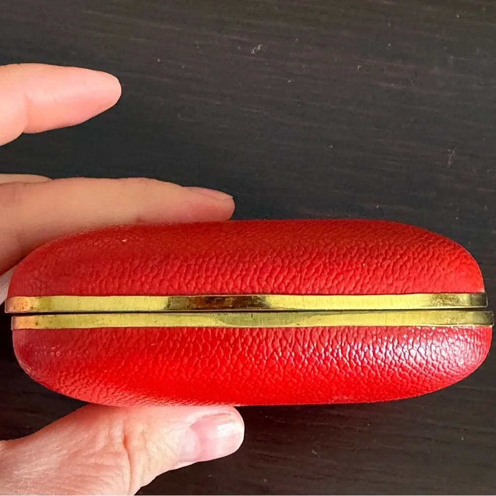 Vintage Florn Germany Travel Wind-up Folding Alarm Clock Red Leather MCM Retro